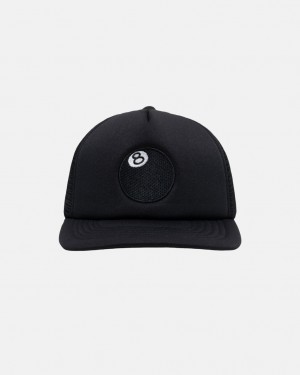 Stussy 8 Ball Trucker Cap - Unisex Mustat | FIIIZ63650