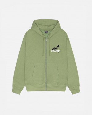 Stussy Apocalypse Zip Hoodie - Unisex Hoodies Vihreä | BFISO21061