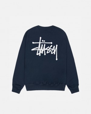 Stussy Basic Stussy Crew - Unisex Hoodies Laivastonsininen | FIZDE71855