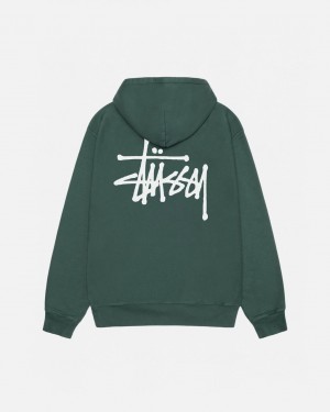 Stussy Basic Stussy Hoodie Pigment Dyed - Unisex Hoodies Vihreä | GFIEC24673