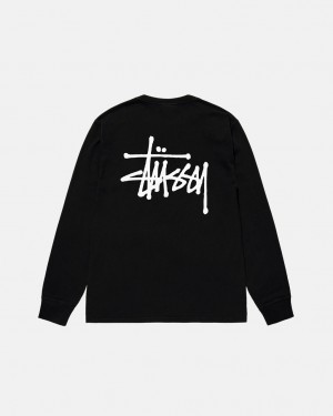 Stussy Basic Stussy LS Tee - Unisex Longsleeve Mustat | FIEGJ14521