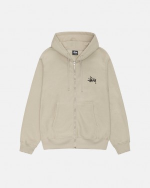 Stussy Basic Stussy Zip Hoodie - Unisex Hoodies Khaki | XFIGW48346