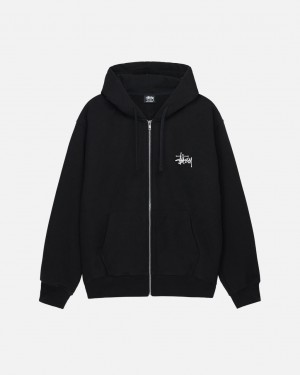 Stussy Basic Stussy Zip Hoodie - Unisex Hoodies Mustat | FIEAH57970