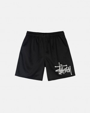 Stussy Big Basic Mesh Lyhyt - Men&s Shorts Trunks Mustat | FIJVR25893