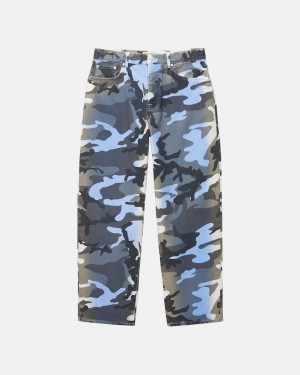 Stussy Big Ol& Jean Spray Dye Canvas - Unisex Denim Sininen Camo | ZFINQ79700