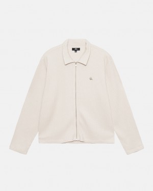 Stussy Big Thermal Zip Shirt - Unisex Tops Shirts Beige | FIZDE39393