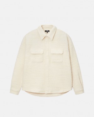 Stussy Boucle Villa Cpo Shirt - Unisex Tops Shirts Beige | FIQAV78112