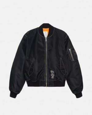 Stussy Built Reversible Bomber Jacket - Unisex Jackets Mustat | FINEJ92095