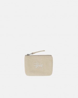 Stussy Canvas Coin Pouch - Unisex Bags Beige | PFIQX69761