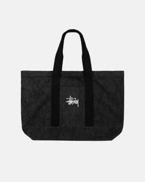 Stussy Canvas Extra Large Tote Bag - Unisex Bags Mustat | FIQCS40556