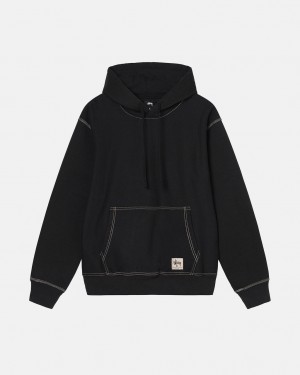 Stussy Contrast Stitch Label Hoodie - Unisex Hoodies Mustat | FINEJ53655