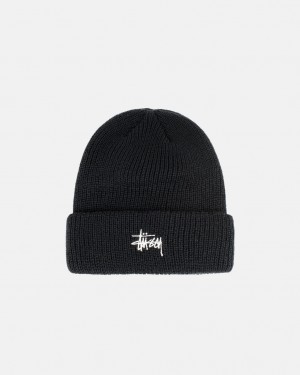 Stussy Cuff Beanie Basic - Unisex Mustat | DFIKV42672