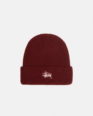 Stussy Cuff Beanie Basic - Unisex Tummanpunainen | XFIBH59298