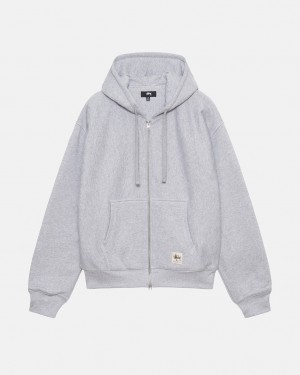 Stussy Double Face Label Zip Hoodie - Unisex Hoodies Harmaat | XFIBH14693