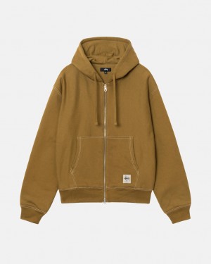 Stussy Double Face Label Zip Hoodie - Unisex Hoodies Oliivinvihreä | XFIBH47370