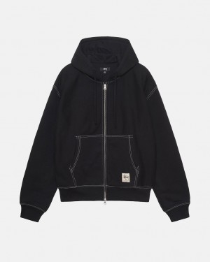 Stussy Double Face Label Zip Hoodie - Unisex Hoodies Mustat | FFIUI50603