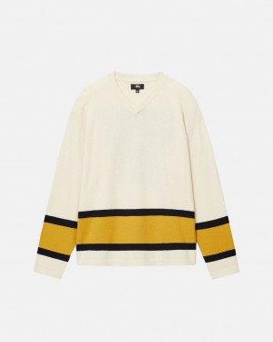 Stussy Hockey Villa - Unisex Sweaters Knits Beige | FIQCS29091