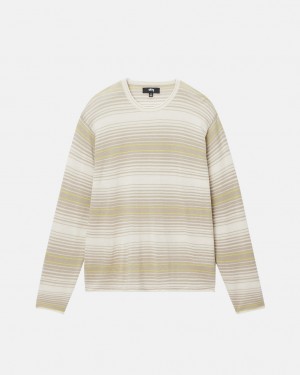 Stussy Horizontal Stripe Villa - Unisex Sweaters Knits Beige | FIQCS58897