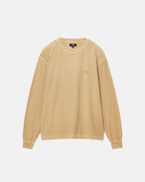 Stussy Lazy LS Tee - Unisex Longsleeve Kultaiset | DFIVO97704