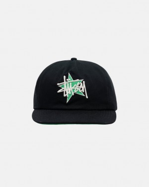 Stussy Mid-Depth Basic Star Strapback - Unisex Mustat | FIXMI29295