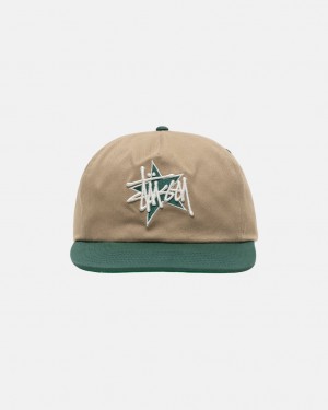 Stussy Mid-Depth Basic Star Strapback - Unisex Khaki | SFINY95498