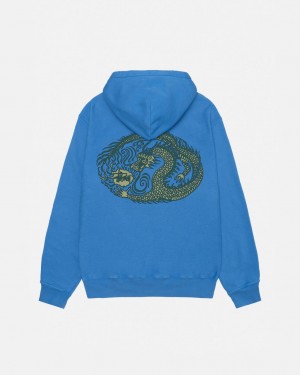 Stussy Mosaic Dragon Hoodie Pigment Dyed - Unisex Hoodies Sininen | YFIGT89414