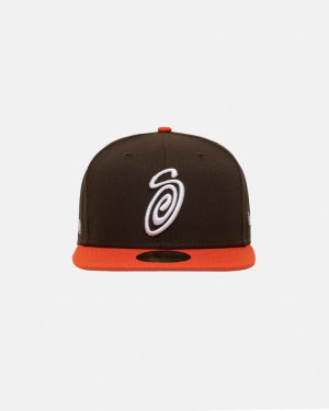 Stussy New Era 59Fifty Curly S - Unisex Ruskea Oranssi | YFIGT10468