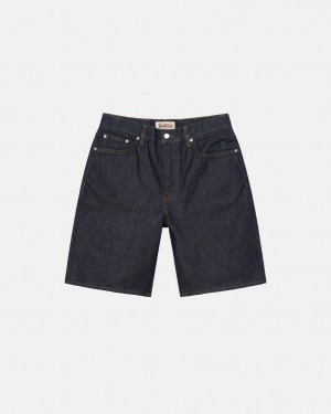 Stussy Raw Denim Big Ol& Shorts - Men&s Shorts Trunks Mustat | FICIF97006