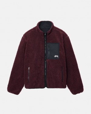 Stussy Sherpa Reversible Jacket - Unisex Jackets Viininpunainen | FIQCS18987