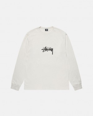 Stussy Small Stock LS Tee Pigment Dyed - Unisex Longsleeve Beige | ZFIMJ93742