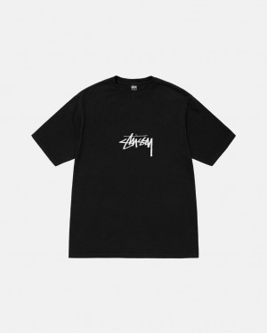 Stussy Small Stock Tee Pigment Dyed - Unisex Shortsleeve Mustat | YFIGT33097