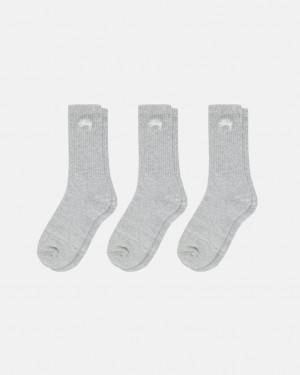 Stussy Stock Crew Sock Pack - Home Goods Harmaat | FIZDE53326