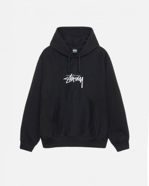 Stussy Stock Logo Applique Hoodie - Unisex Hoodies Mustat | XFIGW64070