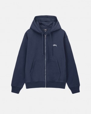 Stussy Stock Logo Zip Hoodie - Unisex Hoodies Laivastonsininen | LFISX31672