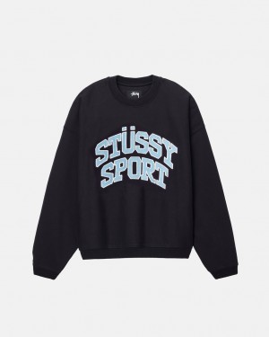 Stussy Stüssy Urheilu Relaxed Oversized Crew - Unisex Hoodies Sweatshirts Mustat | EFIVG64440