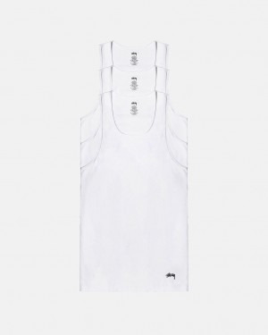 Stussy Stussy Tank Undershirt - Unisex Sweaters Knits Valkoinen | XFIBH14304