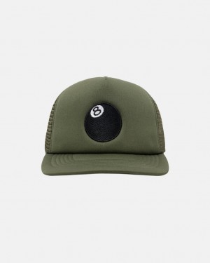 Stussy Trucker 8 Ball Snapback - Unisex Oliivinvihreä | BFISO11396