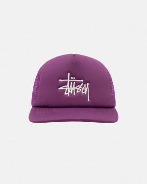 Stussy Trucker Big Basic Snapback - Unisex Violetit | EFIVG66564