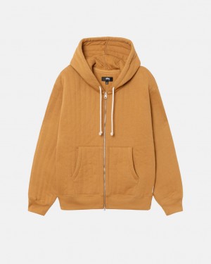 Stussy Vertical Tikattu Zip Hoodie - Unisex Hoodies Ruskea | FIZPD93479