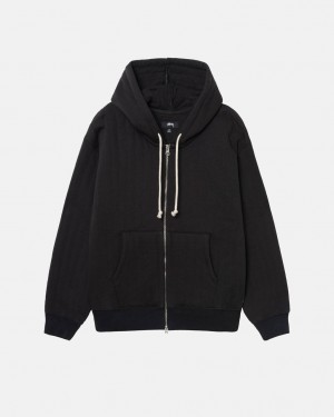 Stussy Vertical Tikattu Zip Hoodie - Unisex Hoodies Mustat | ZFIMJ21456