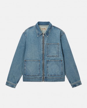 Stussy Zip Työ Jacket Denim - Unisex Jackets Sininen | YFIGT18123