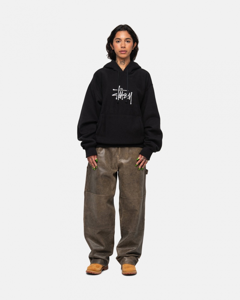 Stussy Basic Applique Hoodie - Unisex Hoodies Mustat | LFITR15583