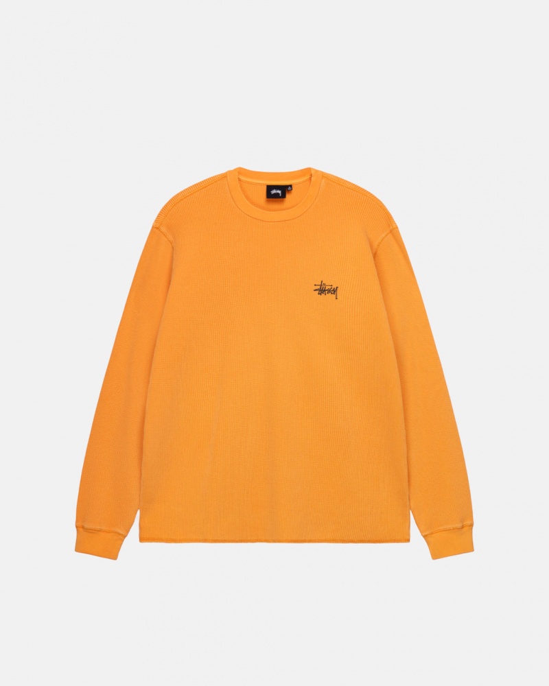 Stussy Basic Stock Ls Thermal - Mens Long Sleeve Knit Aprikoosi | FIJKU39416