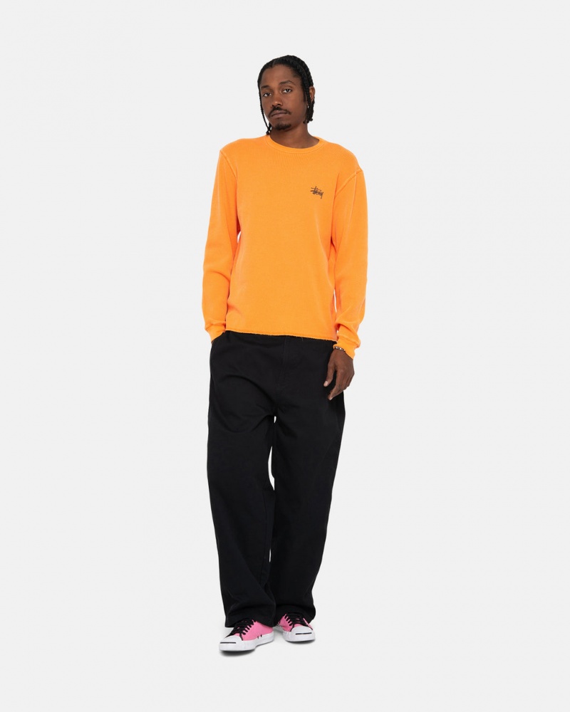 Stussy Basic Stock Ls Thermal - Mens Long Sleeve Knit Aprikoosi | FIJKU39416