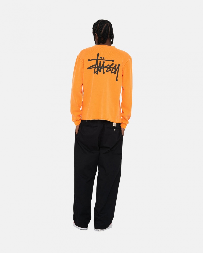 Stussy Basic Stock Ls Thermal - Mens Long Sleeve Knit Aprikoosi | FIJKU39416