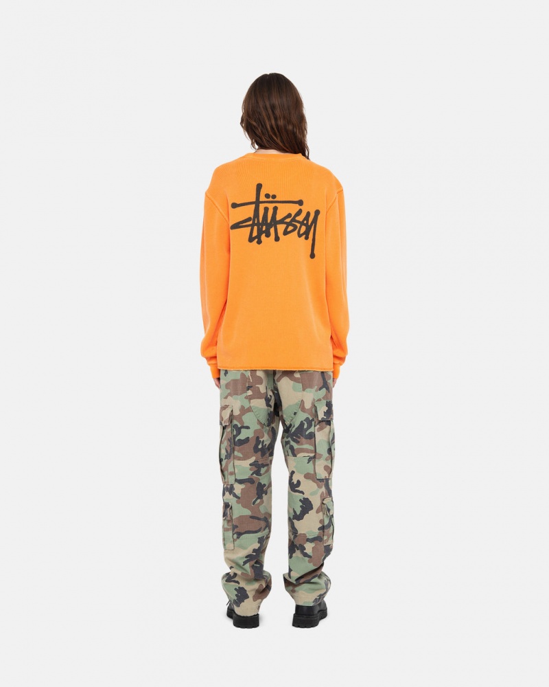 Stussy Basic Stock Ls Thermal - Mens Long Sleeve Knit Aprikoosi | FIJKU39416