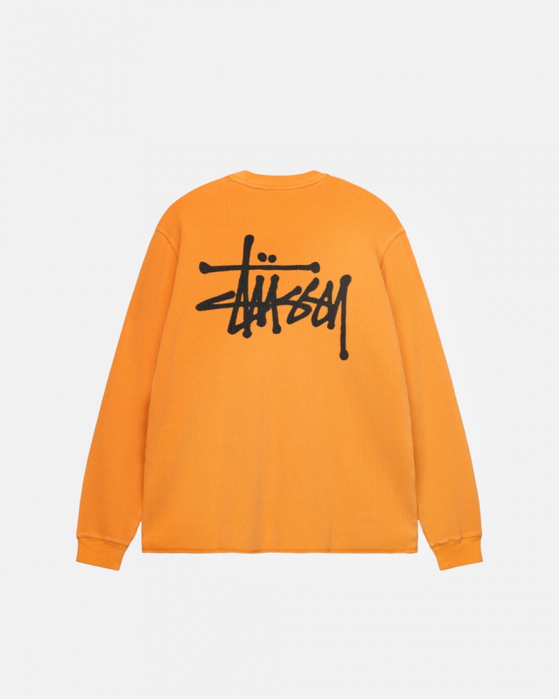 Stussy Basic Stock Ls Thermal - Mens Long Sleeve Knit Aprikoosi | FIJKU39416