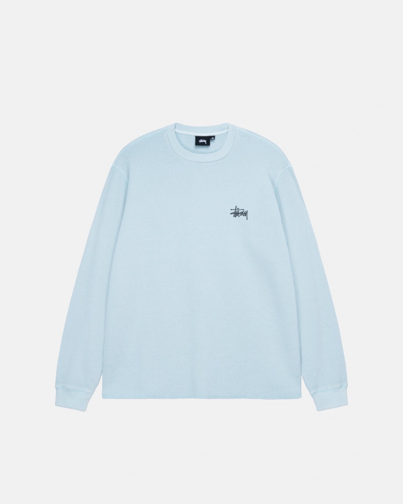 Stussy Basic Stock Ls Thermal - Mens Long Sleeve Knit Vaaleansininen | FIICD17681