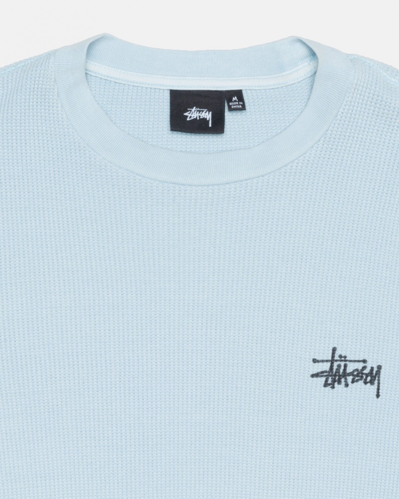 Stussy Basic Stock Ls Thermal - Mens Long Sleeve Knit Vaaleansininen | FIICD17681