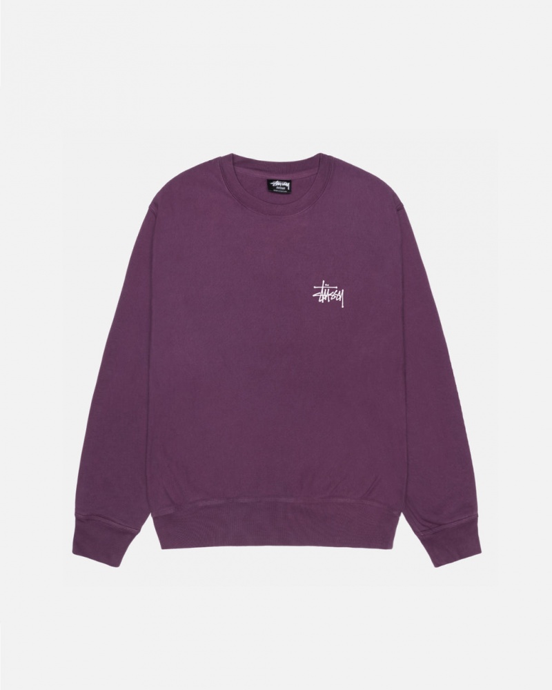 Stussy Basic Stussy Crew Pigment Dyed - Unisex Hoodies Violetit | FIDFL71662